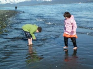 Playing on the beach